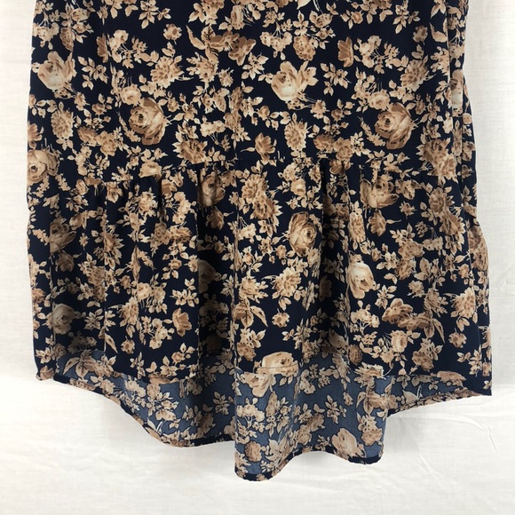 Blu Pepper Floral Babydoll Style Tank Top | Brown Blue | Size Large - Picture 4 of 7